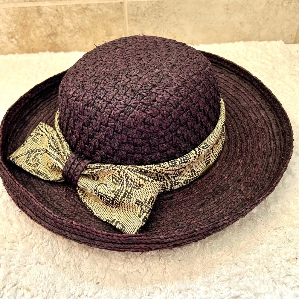 Vintage Callanan Romantic Resort Natural Europe purple Victorian brim hat womens